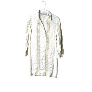 1960 Linen Mini by Carlye With Eyelet Ribbon Lace Accent Sz‎ S
